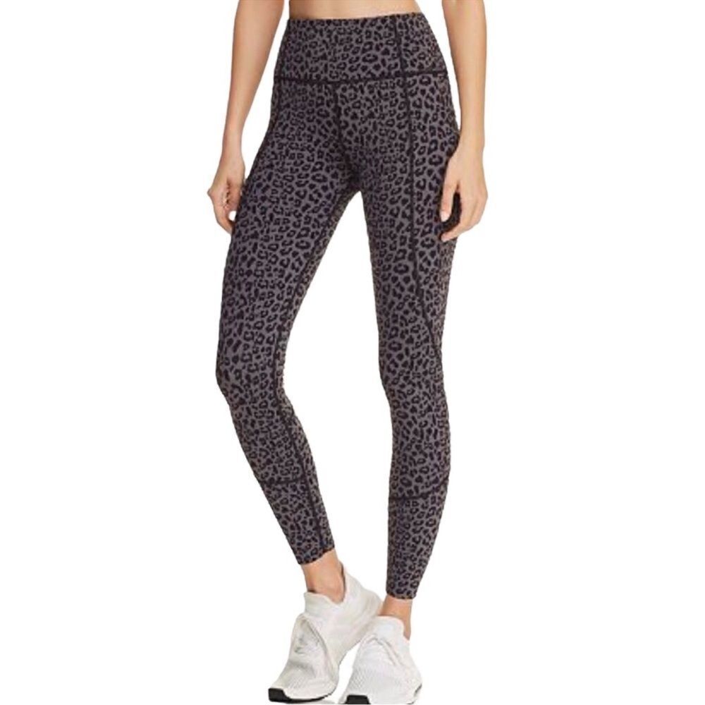 Varley Bedford Leopard Print Leggings High Waist Black Gray Size Small
